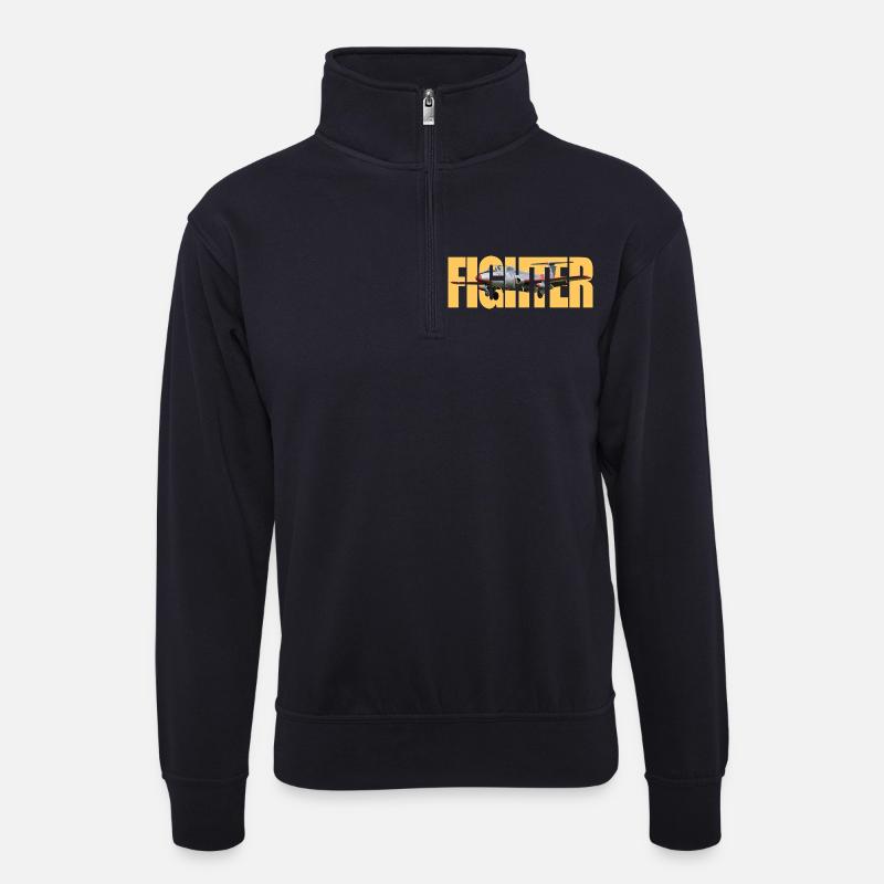 Fighter L-29 Delfin - Unisex Pullover mit Zip-Kragen - Dunkelnavy