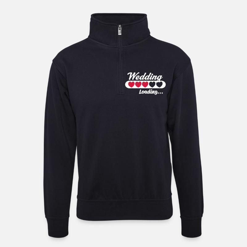 Wedding Loading_v2_heartb - Unisex Pullover mit Zip-Kragen - Dunkelnavy