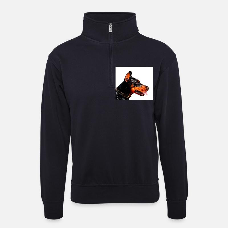 Dobermann - Unisex Pullover mit Zip-Kragen - Dunkelnavy