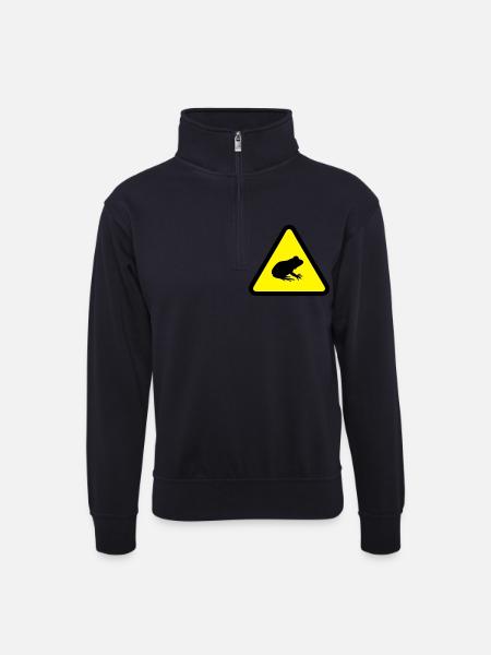 Attention Frog - Unisex sweater with zip collar - dark navy