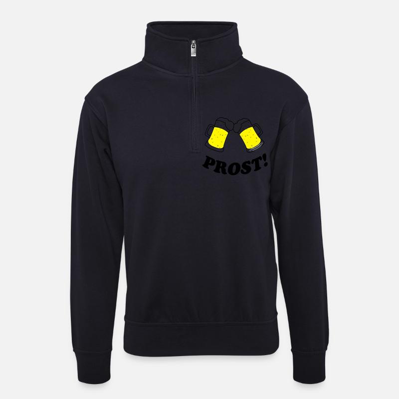 bier_prost - Unisex Pullover mit Zip-Kragen - Dunkelnavy