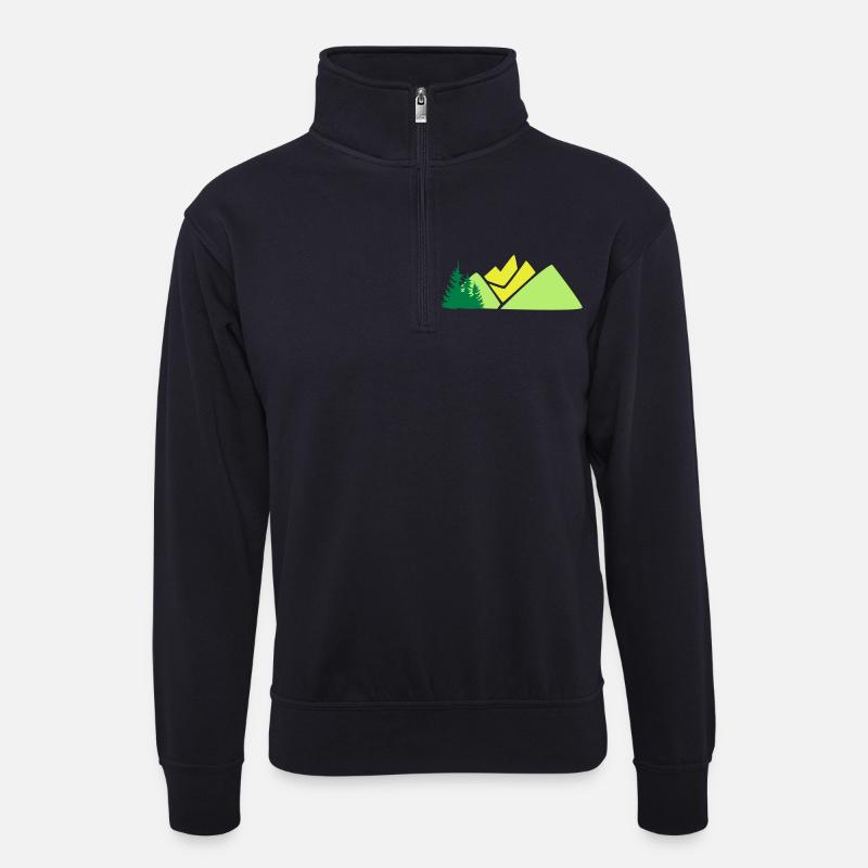 Berge - Unisex Pullover mit Zip-Kragen - Dunkelnavy