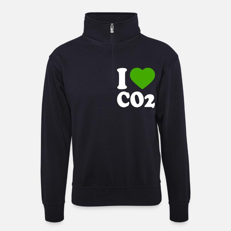 I love co2 - Unisex Pullover mit Zip-Kragen - Dunkelnavy