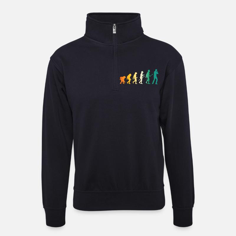 Harmonika Evolution Mundharmonika - Unisex Pullover mit Zip-Kragen - Dunkelnavy