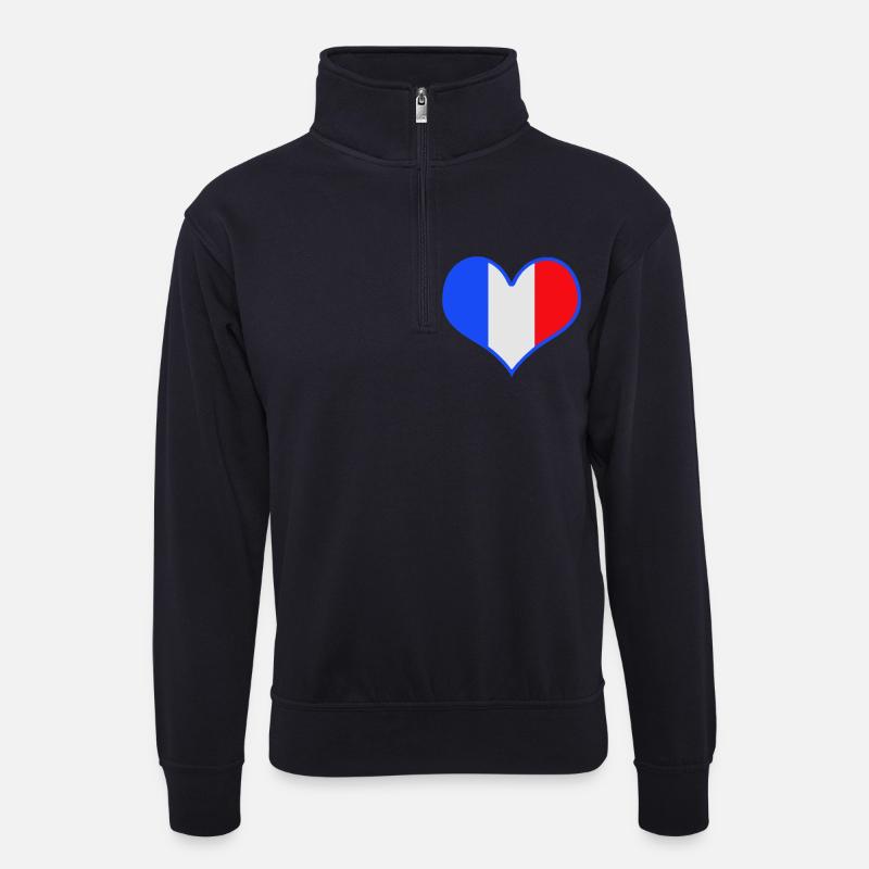 frankreich france - Unisex Pullover mit Zip-Kragen - Dunkelnavy