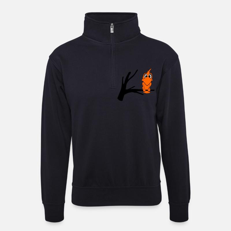 vogel2 - Unisex Pullover mit Zip-Kragen - Dunkelnavy
