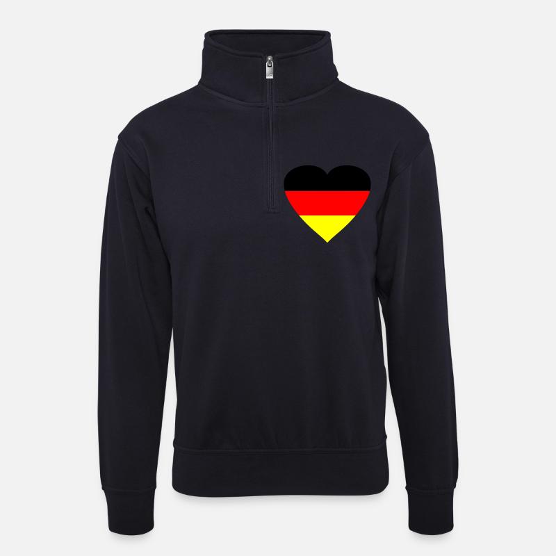herz_deutschland2 - Unisex Pullover mit Zip-Kragen - Dunkelnavy