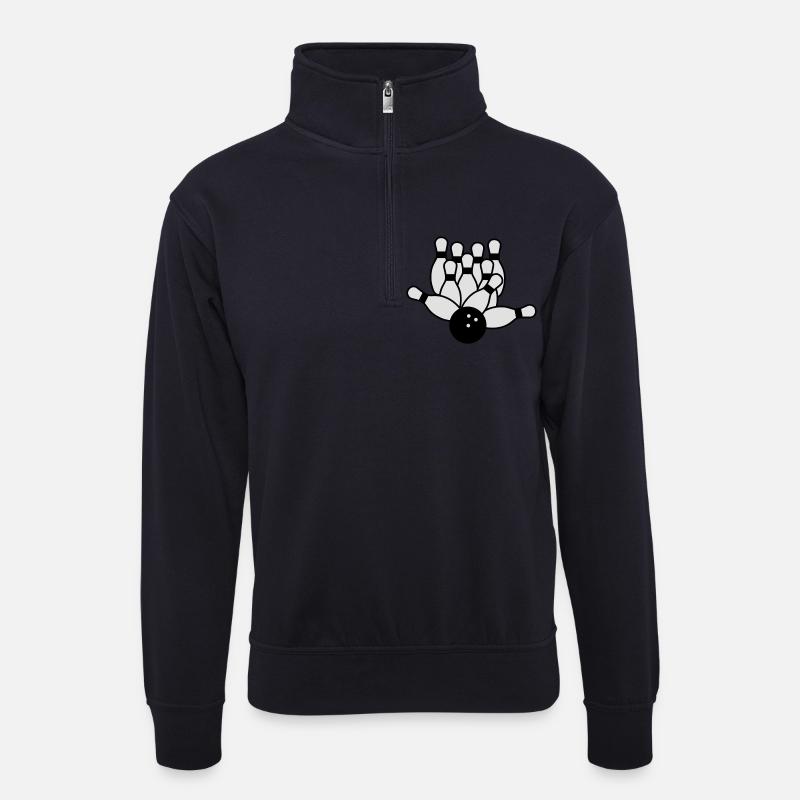 bowling - Unisex Pullover mit Zip-Kragen - Dunkelnavy