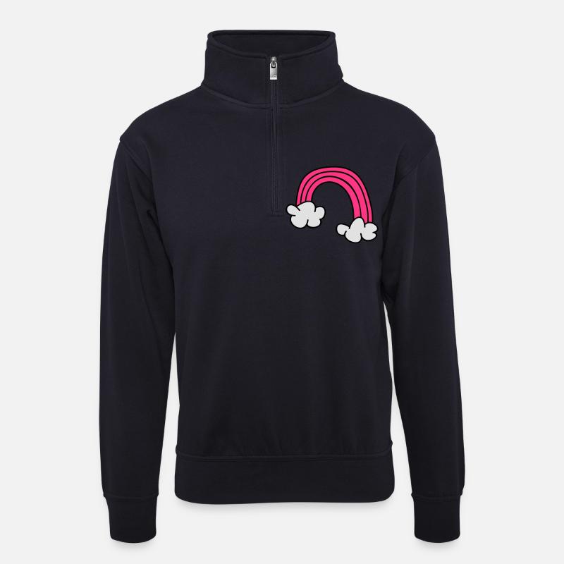 Kinderzeichnungen: Regenbogen - Unisex Pullover mit Zip-Kragen - Dunkelnavy