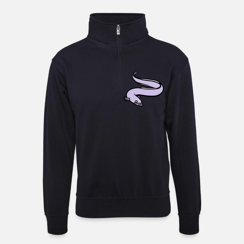 aal_1_3c_mit_farbe - Unisex Pullover mit Zip-Kragen - Dunkelnavy