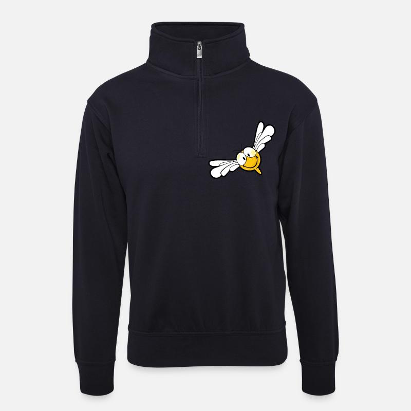 Smiley Dragon Fly - Unisex Pullover mit Zip-Kragen - Dunkelnavy