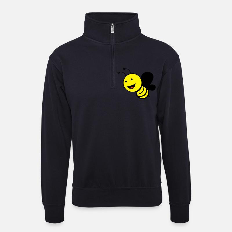 suesse_biene_02 - Unisex Pullover mit Zip-Kragen - Dunkelnavy