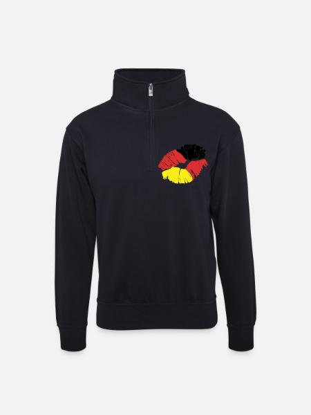 kuss deutschland - Unisex Pullover mit Zip-Kragen - Dunkelnavy