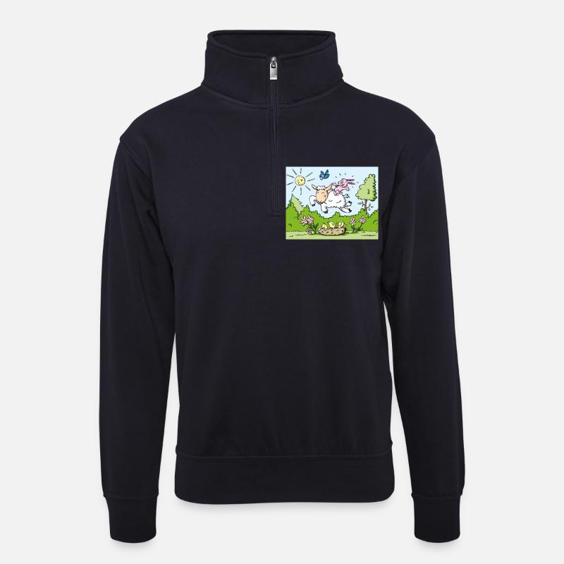 Frühling - Unisex Pullover mit Zip-Kragen - Dunkelnavy