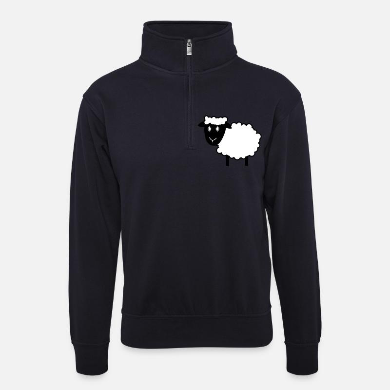 Schaf - Unisex Pullover mit Zip-Kragen - Dunkelnavy