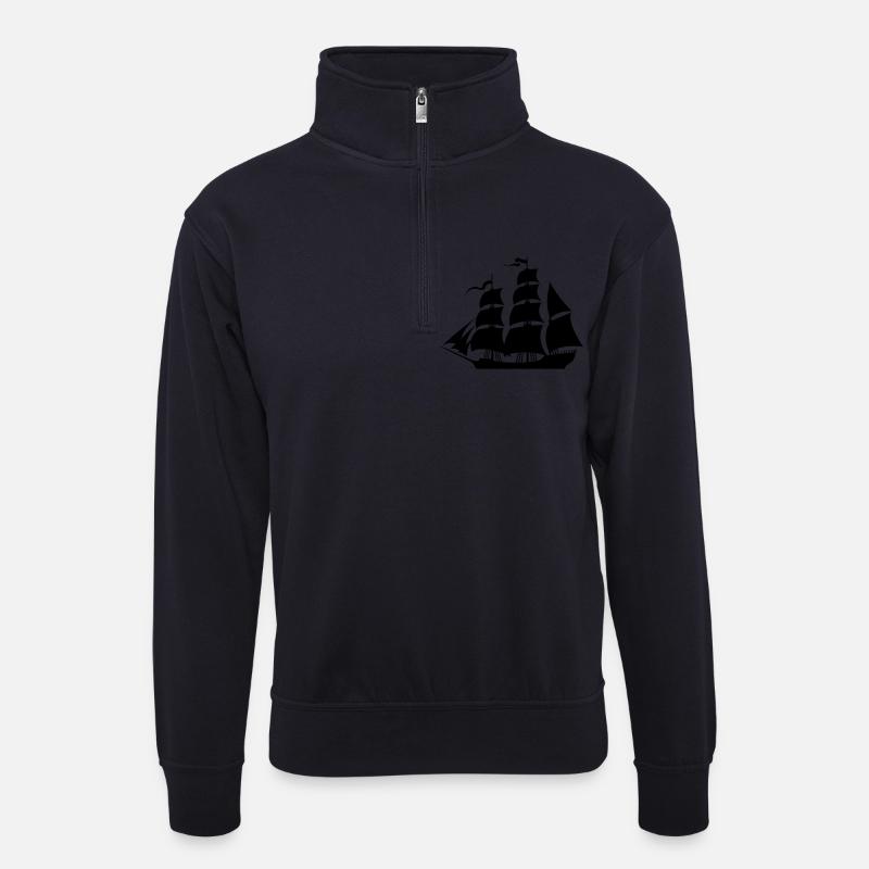 Sailboat de - Unisex Pullover mit Zip-Kragen - Dunkelnavy