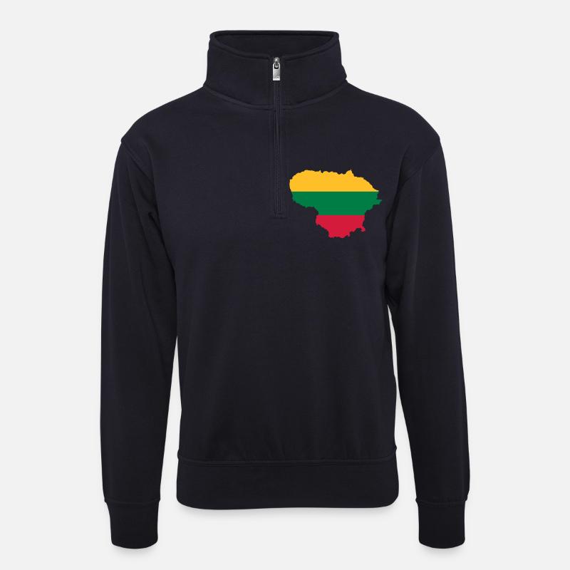 Litauen - Unisex Pullover mit Zip-Kragen - Dunkelnavy