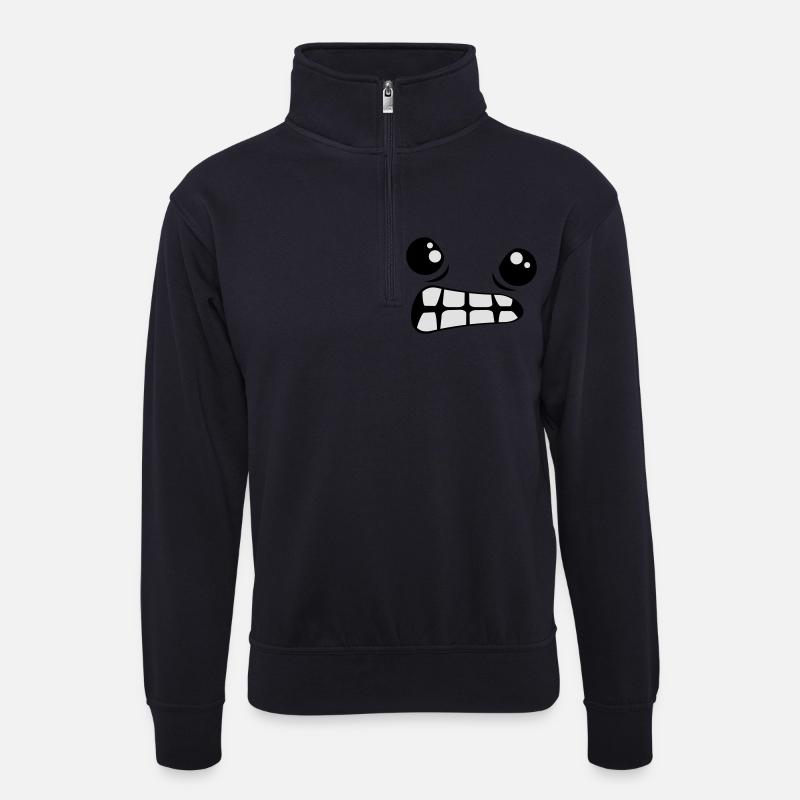 Evil Look Comic - Unisex Pullover mit Zip-Kragen - Dunkelnavy