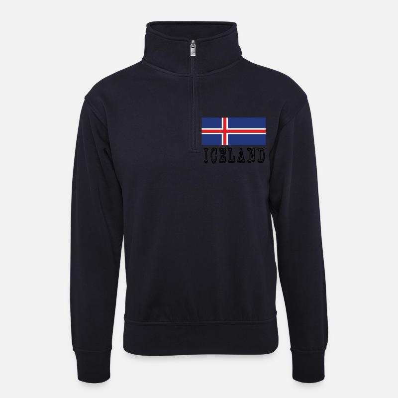 Iceland Flag - Unisex Pullover mit Zip-Kragen - Dunkelnavy