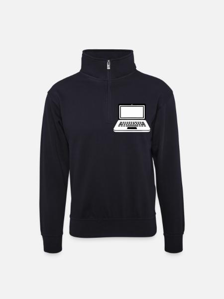 laptop - Unisex Pullover mit Zip-Kragen - Dunkelnavy