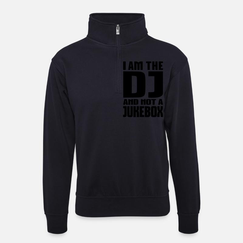 DJ Jukebox - Unisex Pullover mit Zip-Kragen - Dunkelnavy
