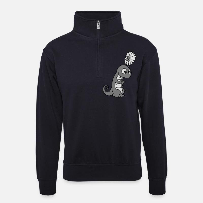 eidechse - Unisex Pullover mit Zip-Kragen - Dunkelnavy