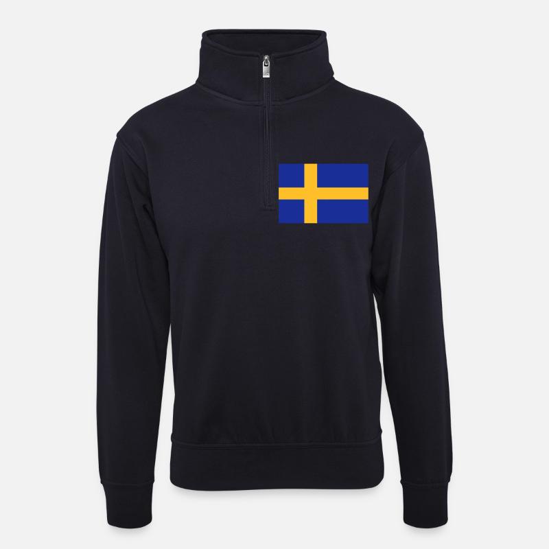 drapeau_suede - Unisex Pullover mit Zip-Kragen - Dunkelnavy
