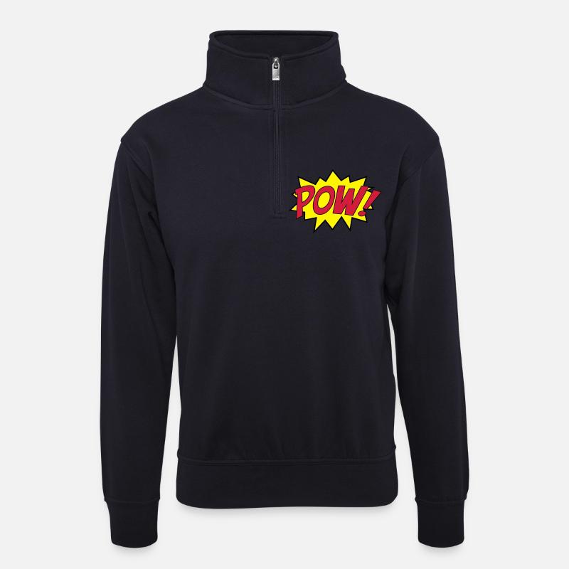 pow_punch - Unisex Pullover mit Zip-Kragen - Dunkelnavy