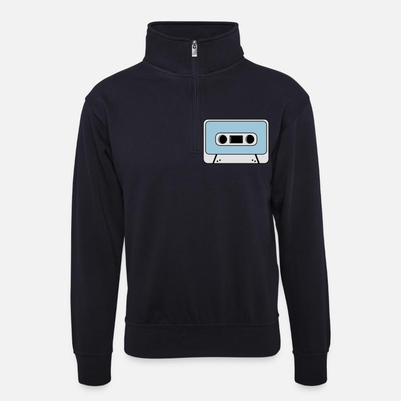 Kassette - Unisex Pullover mit Zip-Kragen - Dunkelnavy