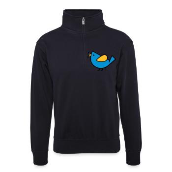 Oiseau - Sweat col montant zippé unisexe - bleu marine foncé - Devant