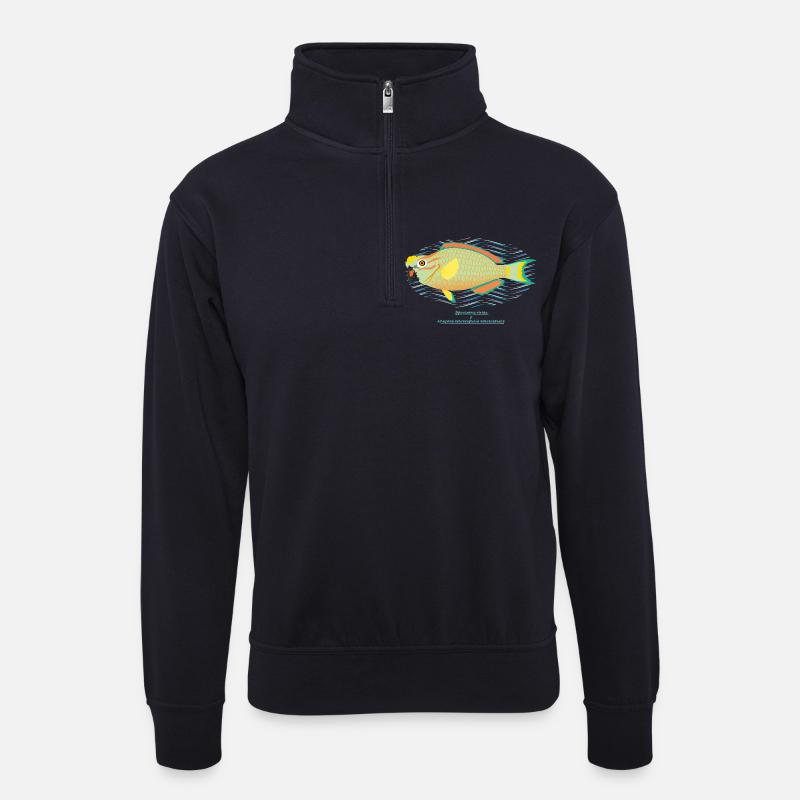 Papageienfisch / Hybrid - Unisex Pullover mit Zip-Kragen - Dunkelnavy