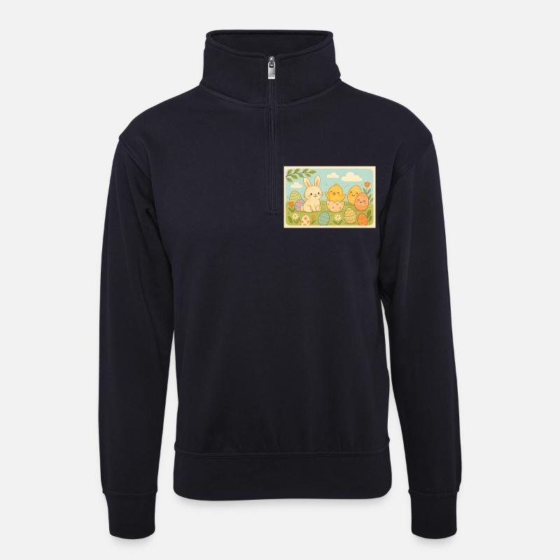Ostern - Unisex Pullover mit Zip-Kragen - Dunkelnavy