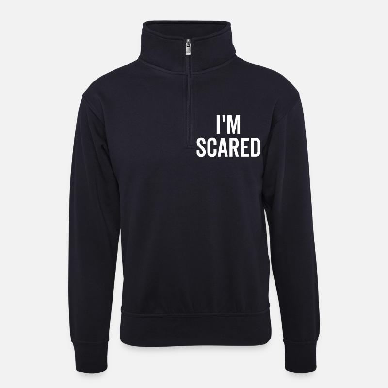 Ich hab Angst - Unisex Pullover mit Zip-Kragen - Dunkelnavy