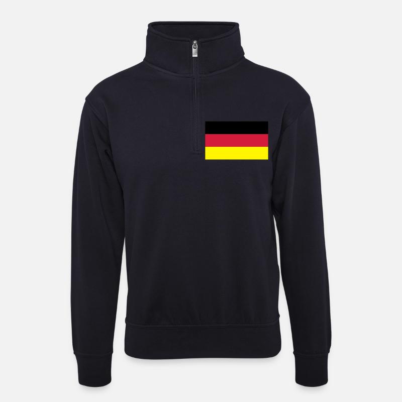 Deutschlandflagge - Unisex Pullover mit Zip-Kragen - Dunkelnavy