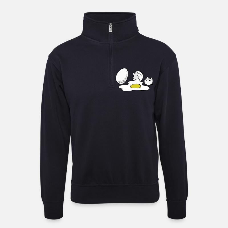 Eier - Unisex Pullover mit Zip-Kragen - Dunkelnavy