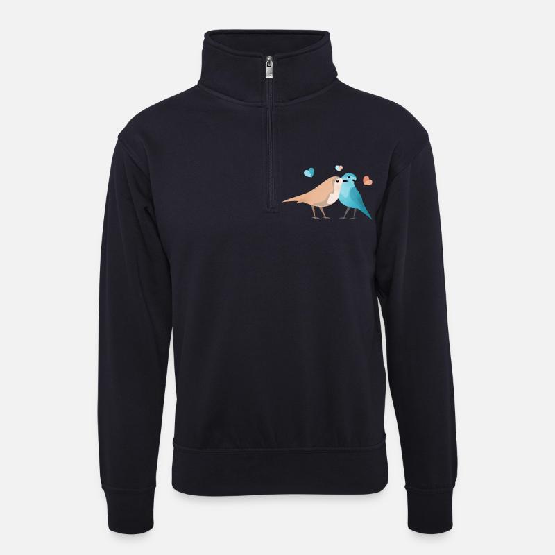 Vögel - Unisex Pullover mit Zip-Kragen - Dunkelnavy