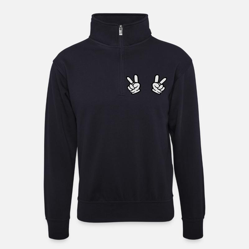 sieg hand - Unisex Pullover mit Zip-Kragen - Dunkelnavy