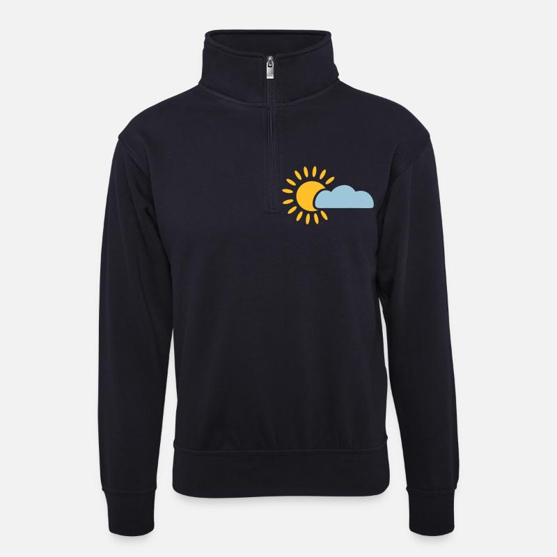 Sonne - Unisex Pullover mit Zip-Kragen - Dunkelnavy