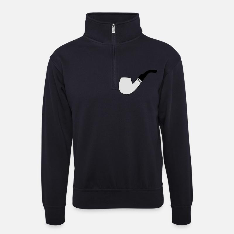 Pfeife - Unisex Pullover mit Zip-Kragen - Dunkelnavy