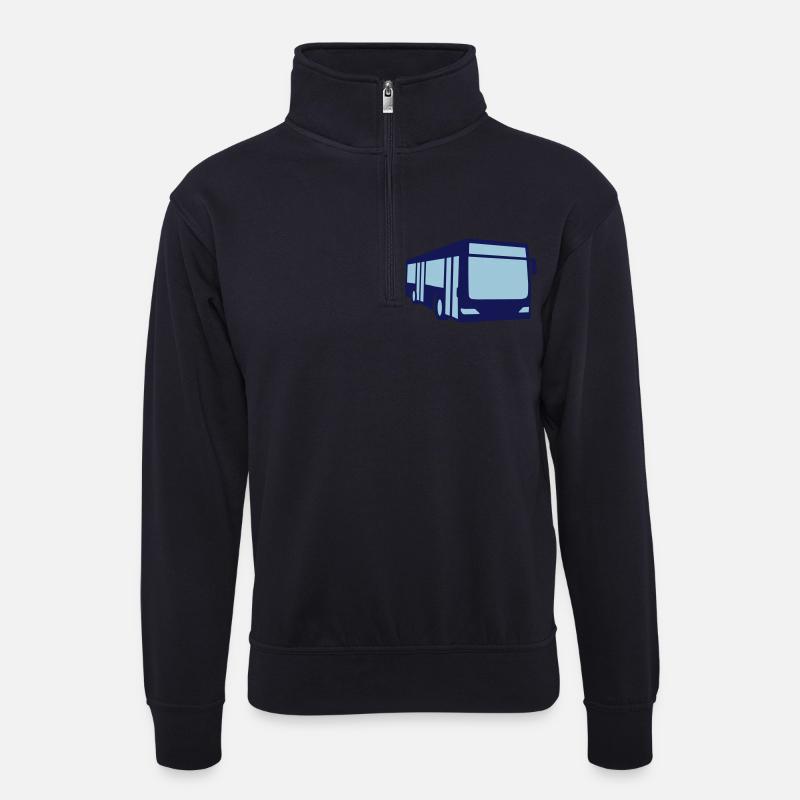 Bus - Unisex Pullover mit Zip-Kragen - Dunkelnavy