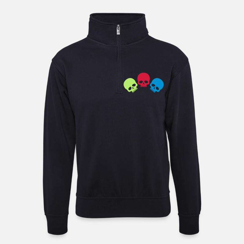 Drei Totenköpfe - Unisex Pullover mit Zip-Kragen - Dunkelnavy