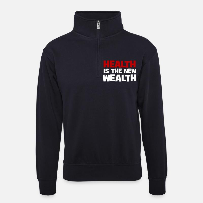 Gesundheit - Unisex Pullover mit Zip-Kragen - Dunkelnavy