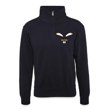 Hase Kaninchen Häschen Cartoon Kleintier niedlich - Unisex Pullover mit Zip-Kragen - Dunkelnavy - Vorne