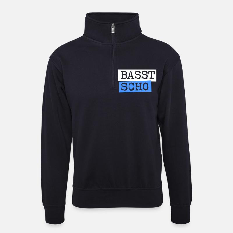 Basst Scho - Unisex Pullover mit Zip-Kragen - Dunkelnavy