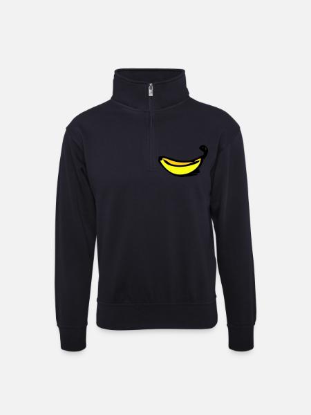 Banana - Unisex sweater with zip collar - dark navy