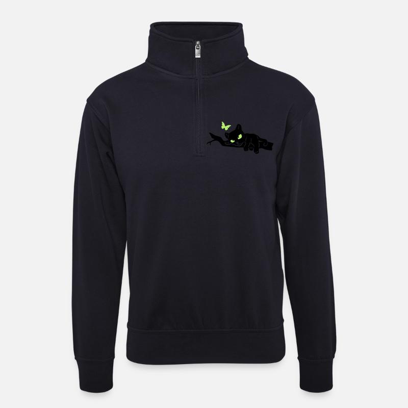 Panther auf Ast - Unisex Pullover mit Zip-Kragen - Dunkelnavy