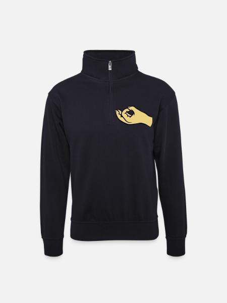 Hands asshole hole - Unisex sweater with zip collar - dark navy