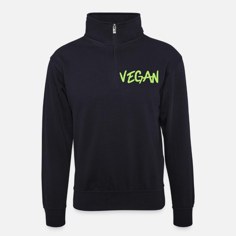 Vegan - Unisex Pullover mit Zip-Kragen - Dunkelnavy