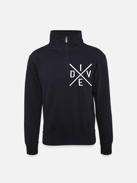 dive - Unisex sweater with zip collar - dark navy