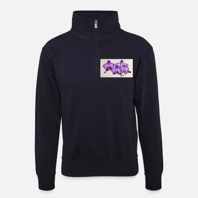 Flieder Orkedea - Unisex Pullover mit Zip-Kragen - Dunkelnavy